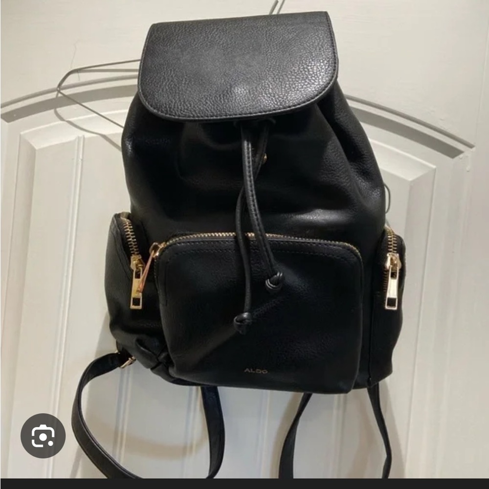 Aldo Black Leather Backpack